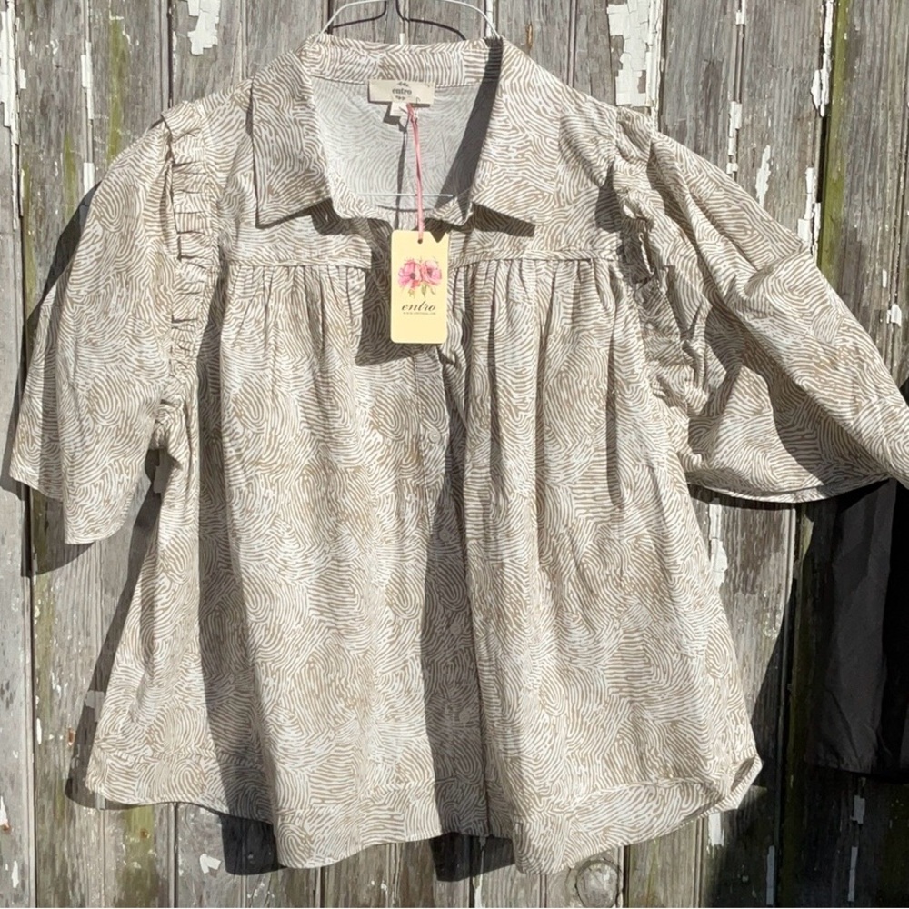 Entro Beige Patterned Blouse